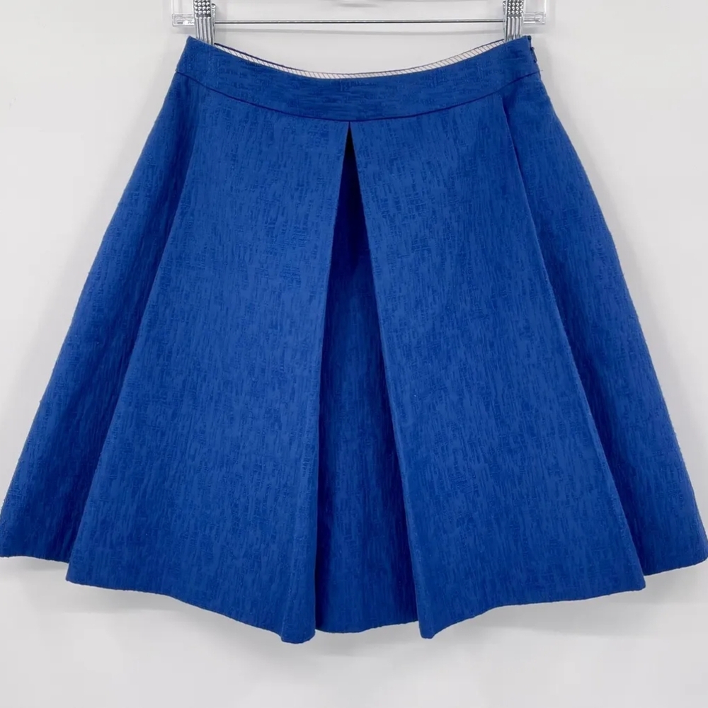 BROOKS BROTHERS - Red Fleece Pleated A-Line blue boucle skirt